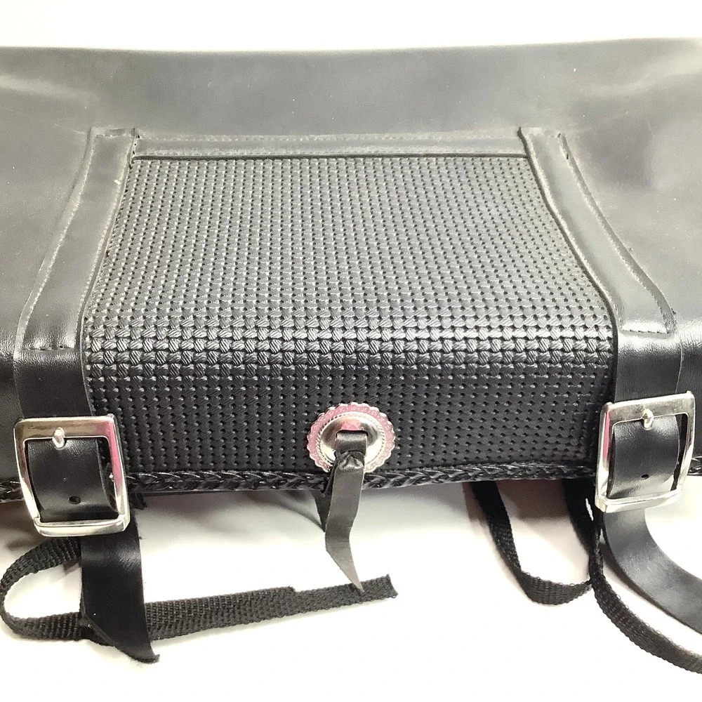 Leather Tie on Bag Motorcycle Black Straps 19